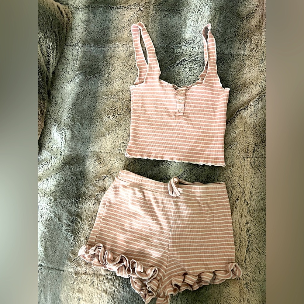 SHEIN Pink Striped Pajama Set